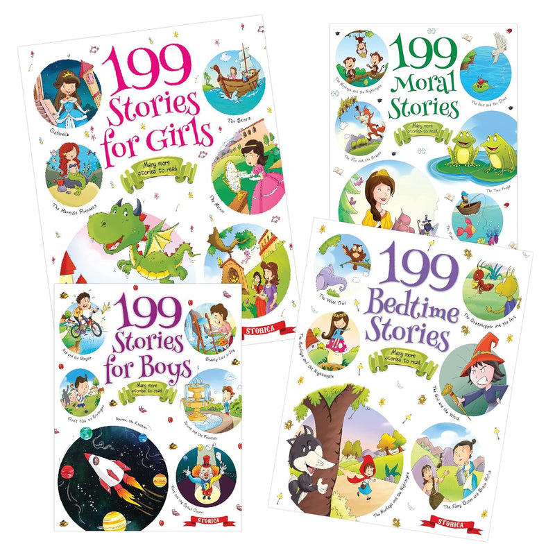Pegasus 199 Stories Books Set of 4-Bedtime & Moral Stories, Stories for Boys & Girls | Age 2+ Years