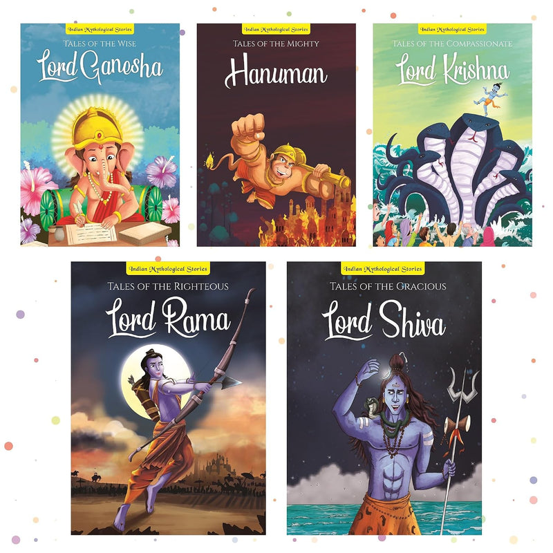 Indian Mythological Stories for 2+ Yrs Kids- Set of 5 Books - Lord Rama, Shiva, Krishna, Ganesha & Hanuman (Illustrated)