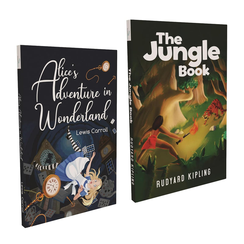 Set of 2 Classics Novels - Alice's Adventures in Wonderland, The Jungle Book | For Young Readers