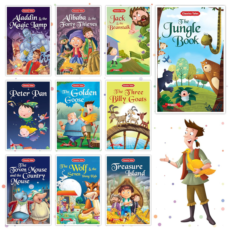 Set of 10 Classics Tales Story Books for Kids | English Short Stories for 3+ | Aladdin, Alibaba, Jungle Book & Others