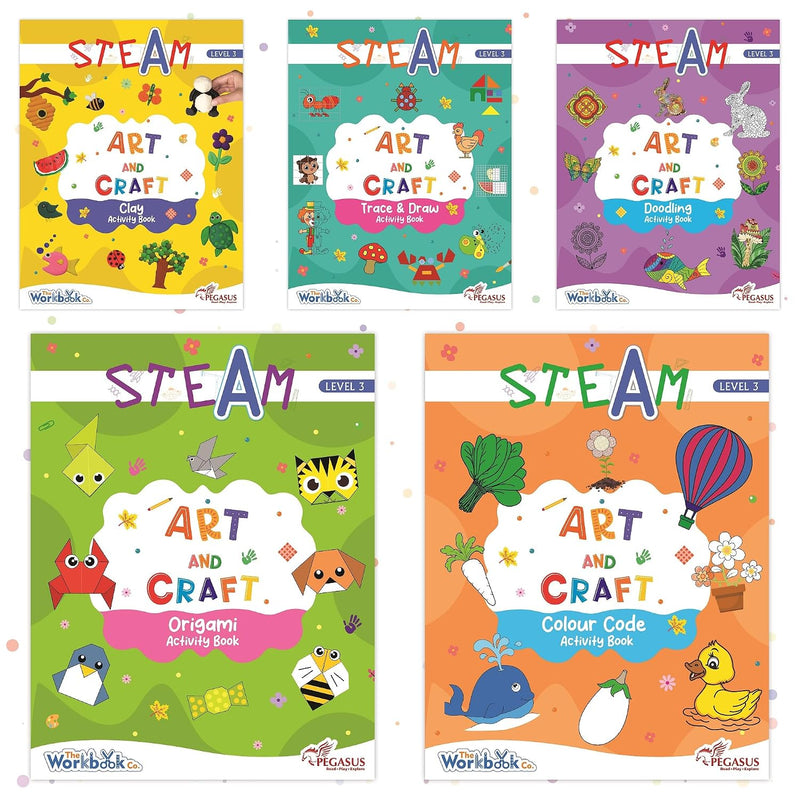 Set of 5 STEAM Art & Craft Books for 2+ | Clay, Origami, Trace & Draw, Doodling, Colour Code