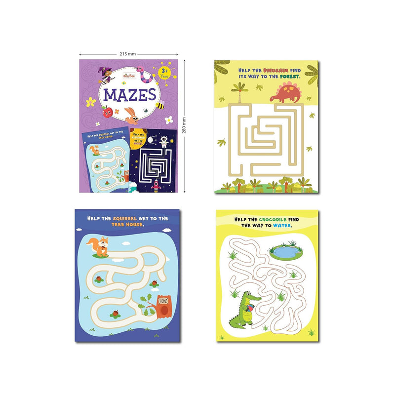 Activity Book Set of 4 – Colour by Numbers, Mazes, Look & Find, Spot the