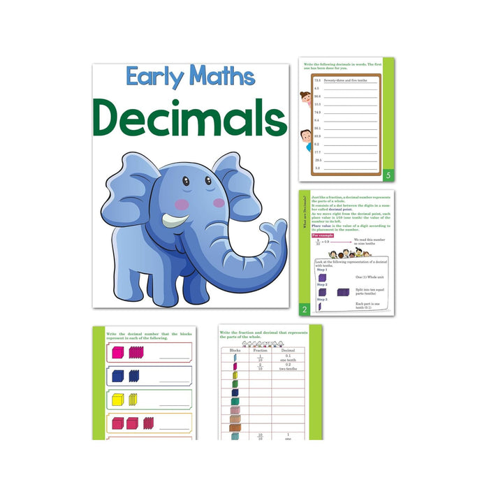 Set of 5 Early Maths Learning Books covering Decimals, Fractions, Measuring, Money & Shapes