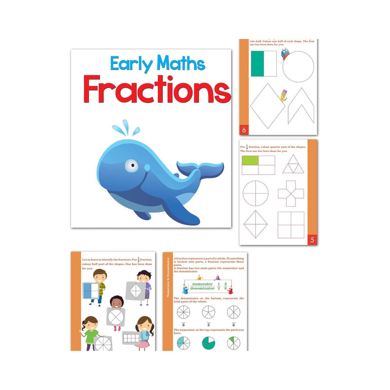 Set of 5 Early Maths Learning Books covering Decimals, Fractions, Measuring, Money & Shapes
