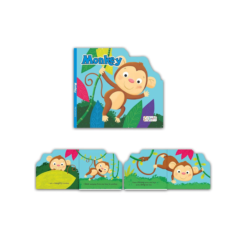 Set of 4 Lovely Animal Shaped Board Books (Cat, Monkey, Flamingo & Pengiun)