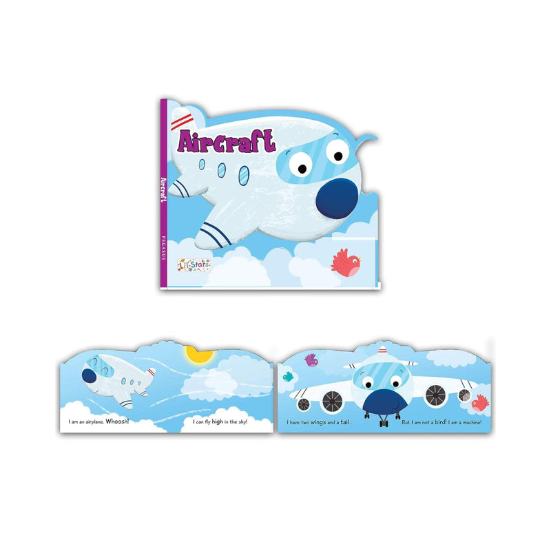 Set of 3 Public Transport Vehicles Shaped Board Books (Aircraft, Train & Bus)