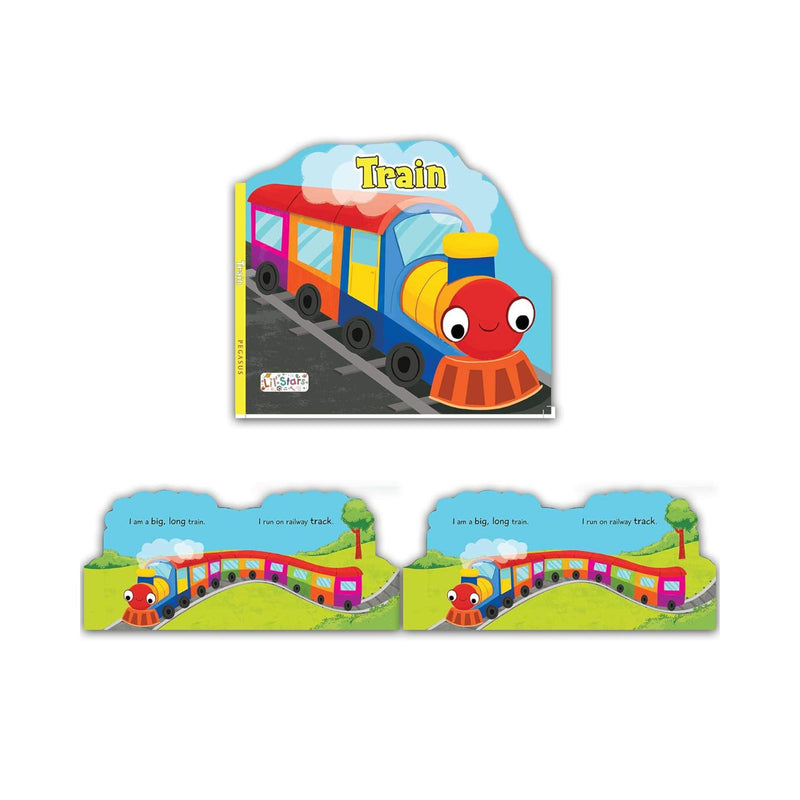 Set of 3 Public Transport Vehicles Shaped Board Books (Aircraft, Train & Bus)