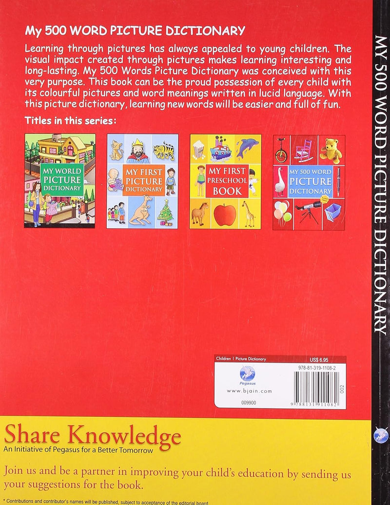 My 500 Word Picture Dictionary – Illustrated Vocabulary Builder for Kids 3+ Years