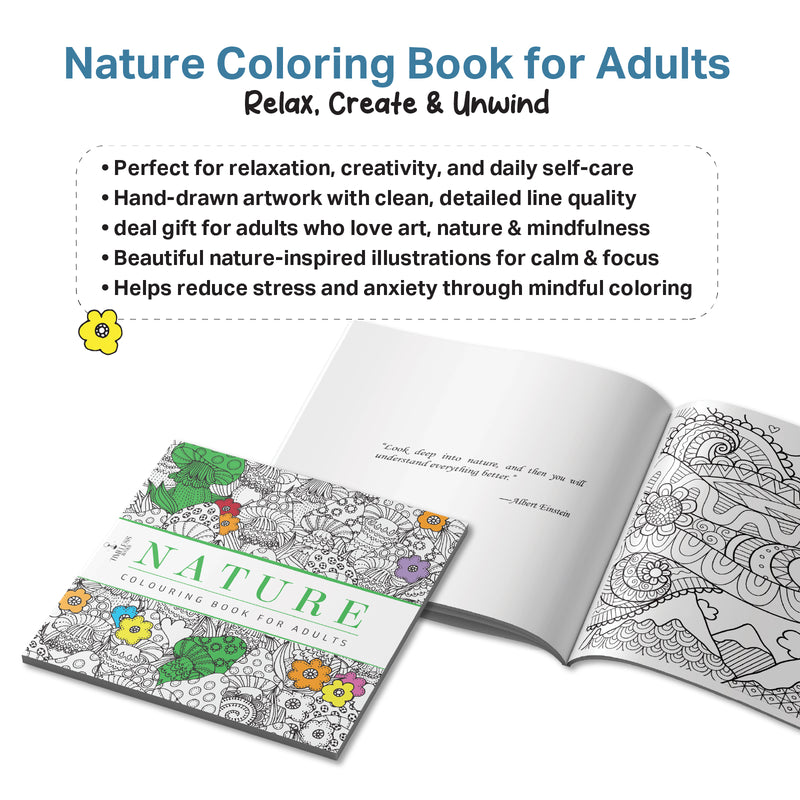 Nature Colouring Book for Adults – Stress Relief & Mindfulness Colouring Book (Age 12+ Years)