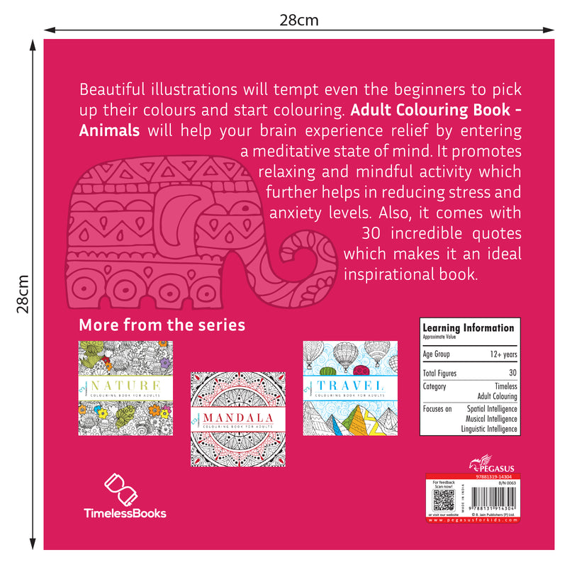 Animals Colouring Book for Adults – Stress Relief & Mindfulness Colouring Book (Age 12+ Years)