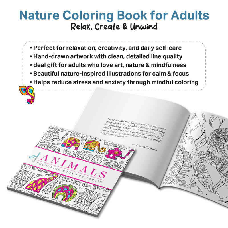 Animals Colouring Book for Adults – Stress Relief & Mindfulness Colouring Book (Age 12+ Years)