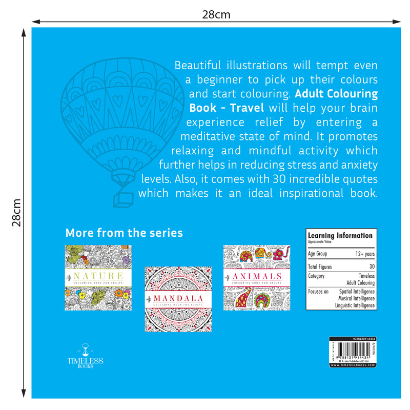 Travel Colouring Book for Adults – Stress Relief & Mindfulness Colouring Book (Age 12+ Years)