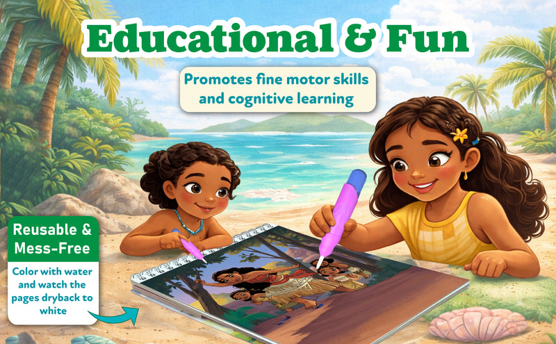 Disney Moana Water Wonder – Reusable Water Colouring Book for Kids | Magic Reveal Pages & Refillable Water Pen (Age 3+ Years)