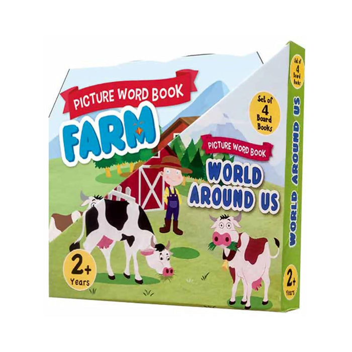 Set of 4 World Around Us Picture Word Board Books