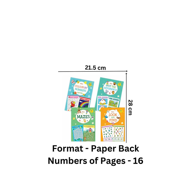 Mazes, Colour by Numbers, Spot the Difference , Look & Find - 4 Activity Books