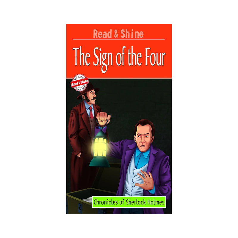 Classic detective novel, Sherlock Holmes reading book of Sign of the Four