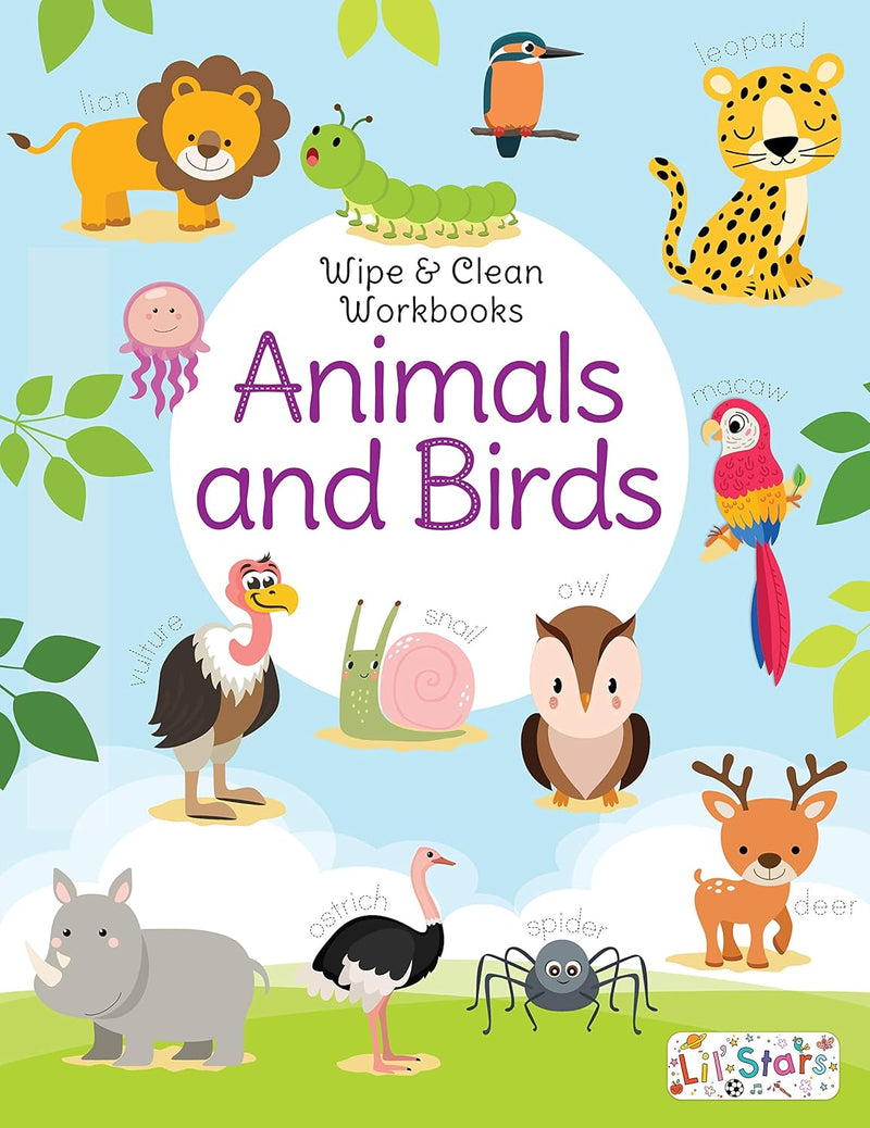 Wipe & Clean – Animals | Reusable Workbook with Marker