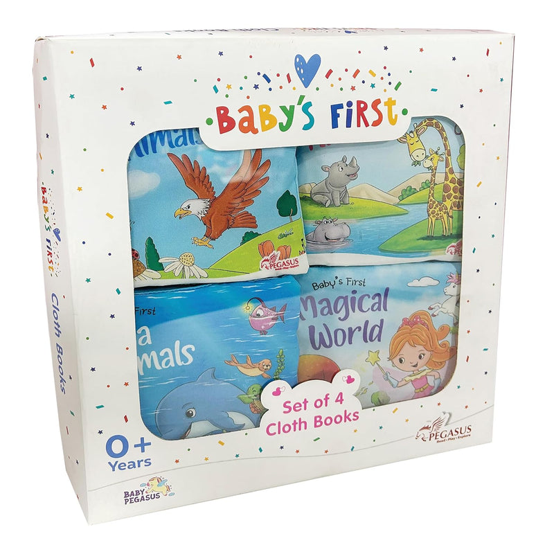 Baby’s First Cloth Books – Set of 4 with Crinkle Sound