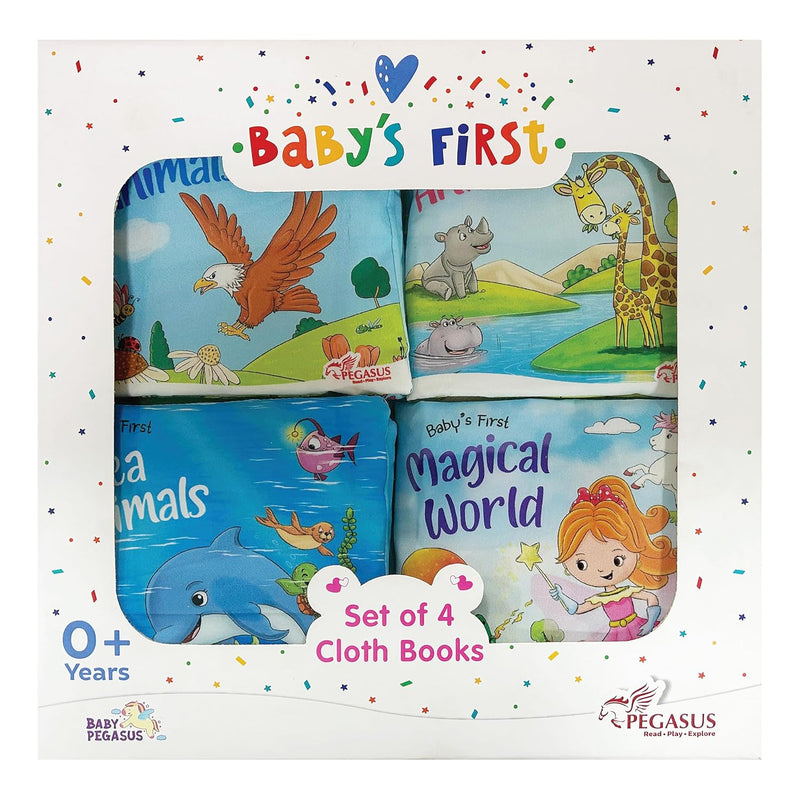 Baby’s First Cloth Books – Set of 4 with Crinkle Sound