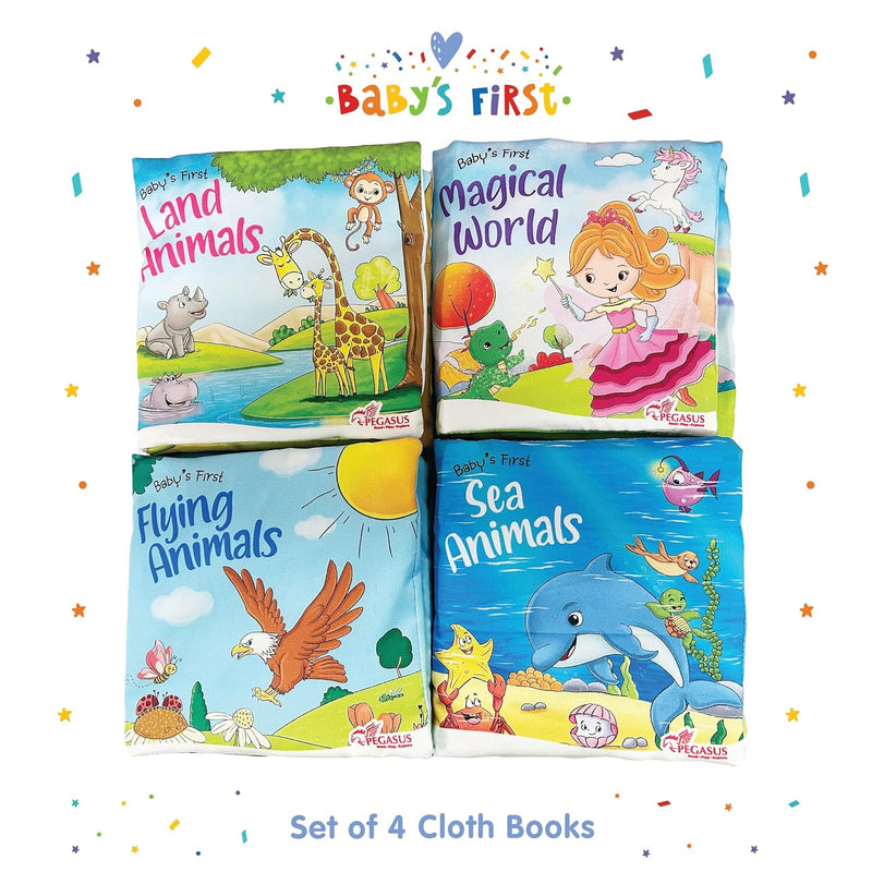 Baby’s First Cloth Books – Set of 4 with Crinkle Sound