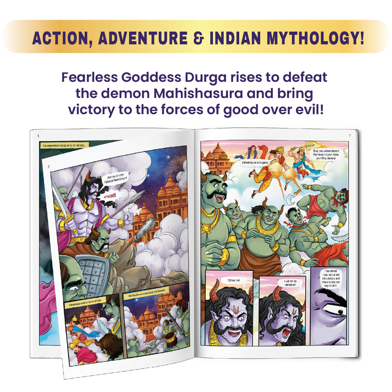 Durga – The Lion Rider | Goddess Durga vs Mahishasura Comic Book for Kids (Indian Mythology, Age 8+ Years)