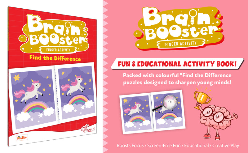 Brain Booster – Find the Difference Activity Book for Kids (Finger Activity Puzzle Book, Age 2+ Years, Spot the Difference Challenges)
