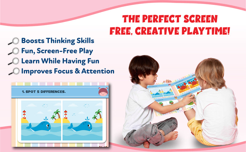 Brain Booster – Find the Difference Activity Book for Kids (Finger Activity Puzzle Book, Age 2+ Years, Spot the Difference Challenges)