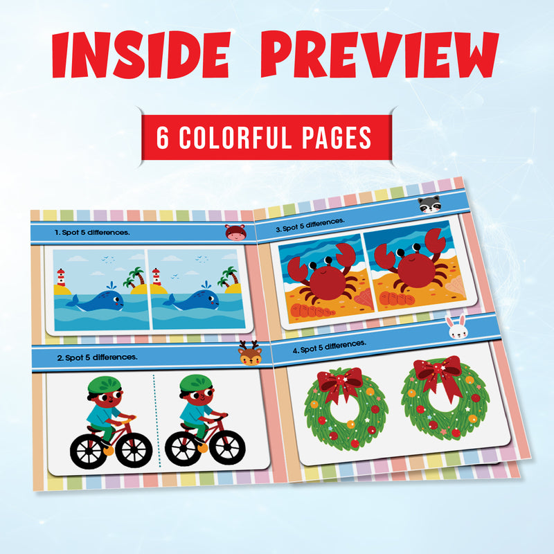 Brain Booster – Find the Difference Activity Book for Kids (Finger Activity Puzzle Book, Age 2+ Years, Spot the Difference Challenges)