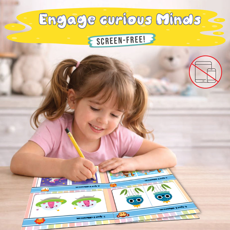 Brain Booster – Find the Difference Activity Book for Kids (Finger Activity Puzzle Book, Age 2+ Years, Spot the Difference Challenges)