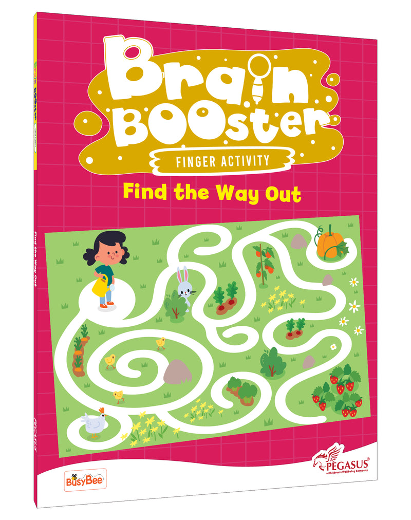 Brain Booster – Find the Way Out Activity Book for Kids (Finger Maze Puzzle Book, Age 2+ Years, Early Learning Brain Games)