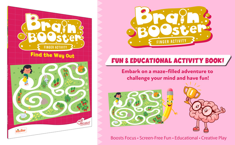 Brain Booster – Find the Way Out Activity Book for Kids (Finger Maze Puzzle Book, Age 2+ Years, Early Learning Brain Games)