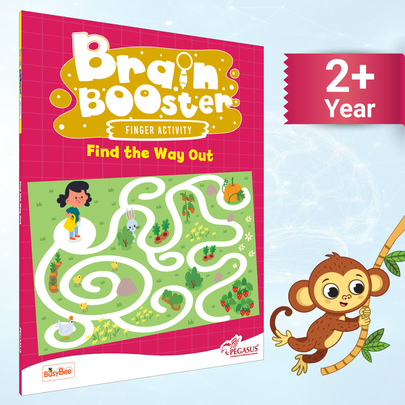 Brain Booster – Find the Way Out Activity Book for Kids (Finger Maze Puzzle Book, Age 2+ Years, Early Learning Brain Games)