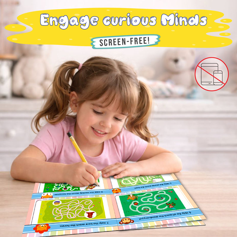 Brain Booster – Find the Way Out Activity Book for Kids (Finger Maze Puzzle Book, Age 2+ Years, Early Learning Brain Games)