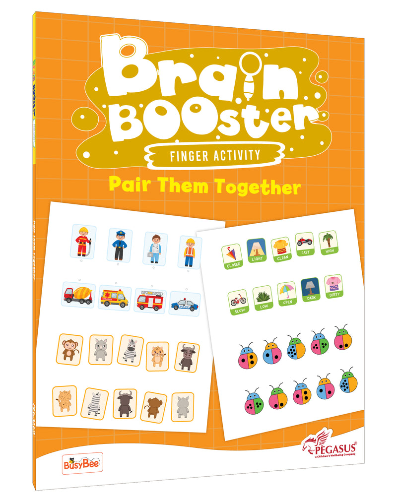 Brain Booster – Pair Them Together Activity Book for Kids (Matching & Memory Game, Finger Activity Board Book, Age 2+ Years)