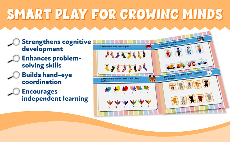 Brain Booster – Pair Them Together Activity Book for Kids (Matching & Memory Game, Finger Activity Board Book, Age 2+ Years)