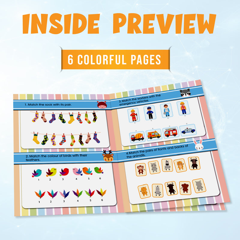 Brain Booster – Pair Them Together Activity Book for Kids (Matching & Memory Game, Finger Activity Board Book, Age 2+ Years)