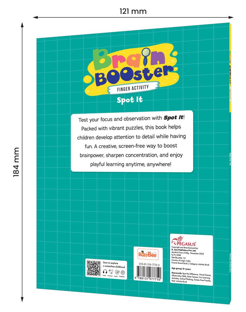 Brain Booster – Spot It Activity Book for Kids (Find & Search Puzzle Book, Observation & Focus Game, Finger Activity Board Book, Age 2+ Years)
