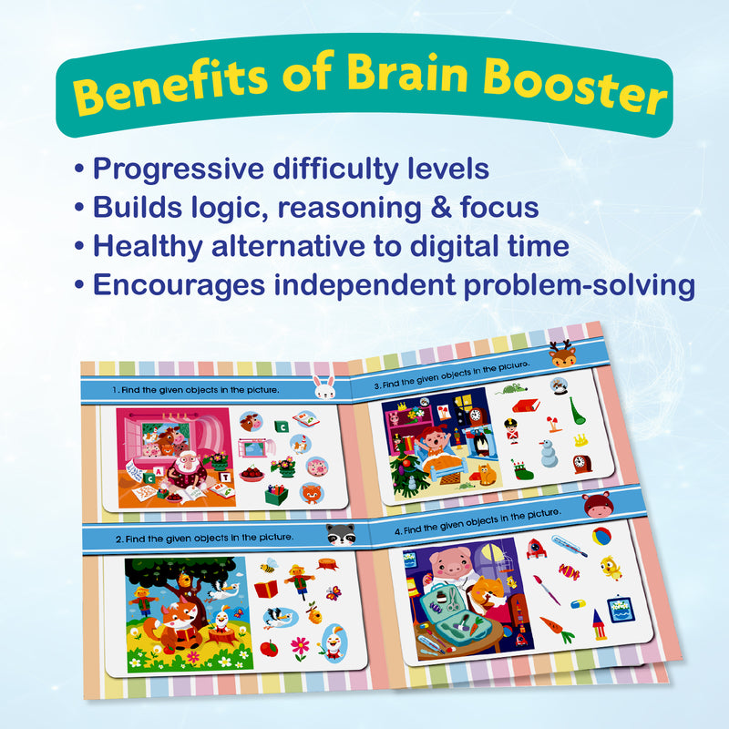 Brain Booster – Spot It Activity Book for Kids (Find & Search Puzzle Book, Observation & Focus Game, Finger Activity Board Book, Age 2+ Years)