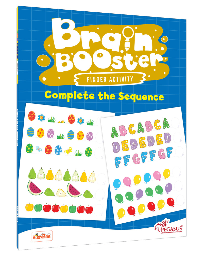 Brain Booster – Complete the Sequence Activity Book for Kids (Pattern Recognition & Logical Thinking Puzzles, Early Learning Finger Activity Board Book, Age 2+ Years)