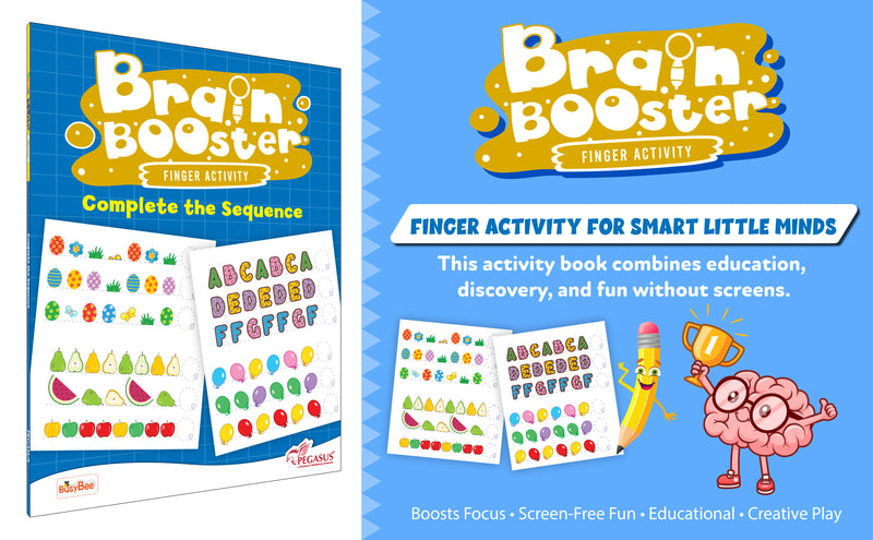 Brain Booster – Complete the Sequence Activity Book for Kids (Pattern Recognition & Logical Thinking Puzzles, Early Learning Finger Activity Board Book, Age 2+ Years)