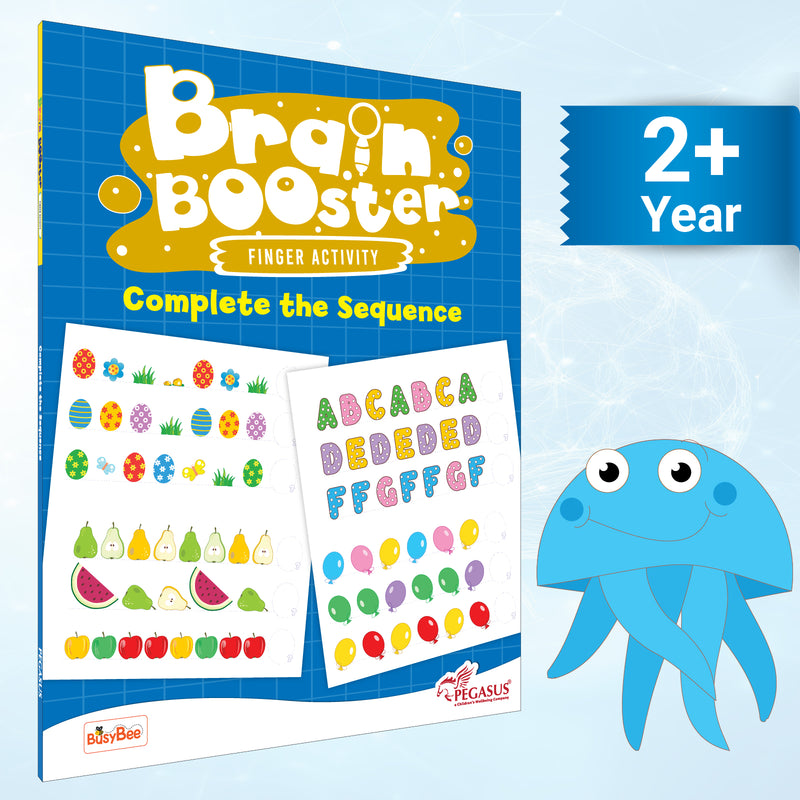 Brain Booster – Complete the Sequence Activity Book for Kids (Pattern Recognition & Logical Thinking Puzzles, Early Learning Finger Activity Board Book, Age 2+ Years)