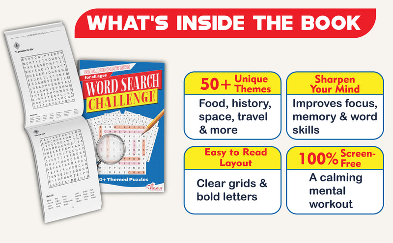 Word Search Challenge – Brain Boosters Puzzle Book for All Ages (12+ Years) | 50+ Themed Word Search Puzzles