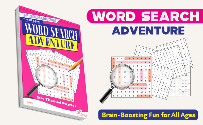 Word Search Adventure – Brain Boosters Puzzle Book for All Ages | 50+ Themed Word Search Puzzles with 1,400+ Words | Large Print Activity Book for Teens & Adults