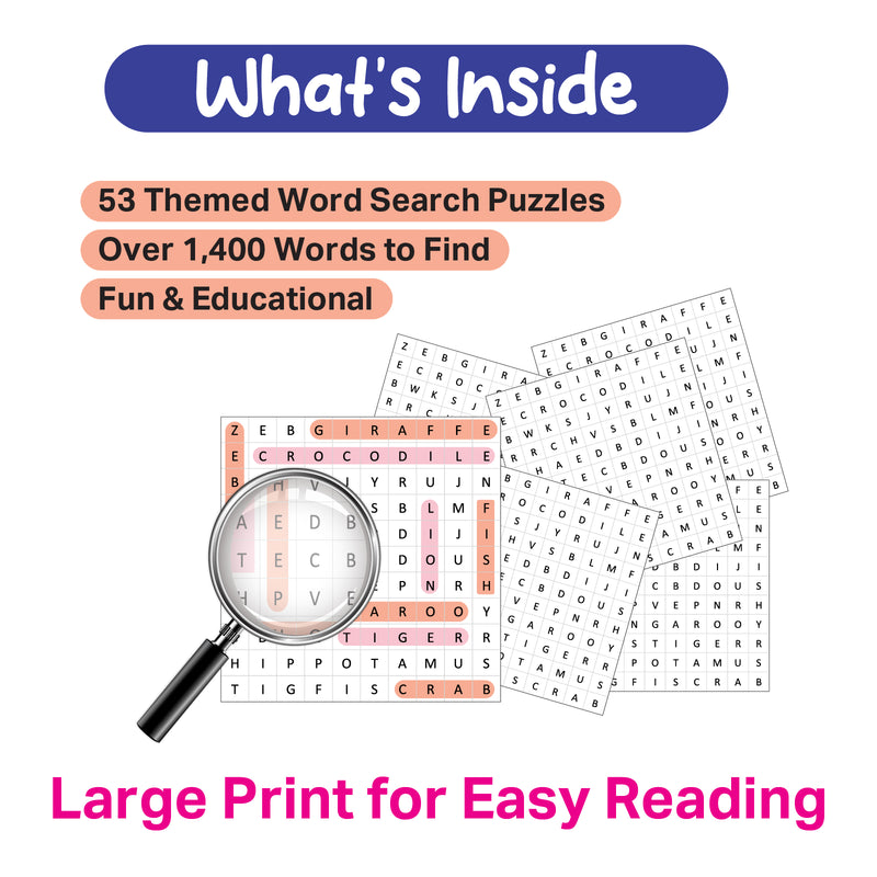 Word Search Adventure – Brain Boosters Puzzle Book for All Ages | 50+ Themed Word Search Puzzles with 1,400+ Words | Large Print Activity Book for Teens & Adults