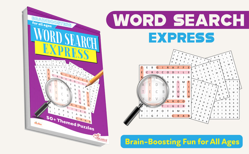 Word Search Express – Brain Boosters Puzzle Book for Ages 12+ | 50+ Themed Word Search Puzzles | Large Print Activity Book with 1,400+ Words | Fun Brain Games for Teens & Adults