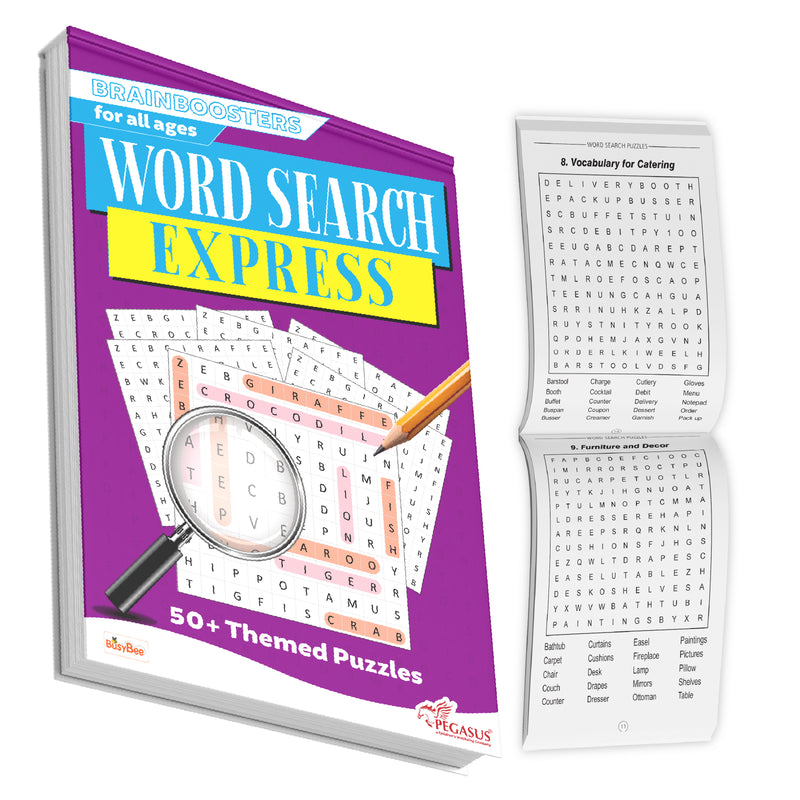 Word Search Express – Brain Boosters Puzzle Book for Ages 12+ | 50+ Themed Word Search Puzzles | Large Print Activity Book with 1,400+ Words | Fun Brain Games for Teens & Adults