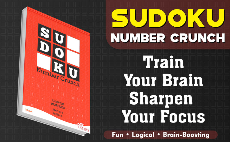 Sudoku Number Crunch – Medium to Hard Sudoku Puzzles with Answers for Brain Training (Age 12+ Years)