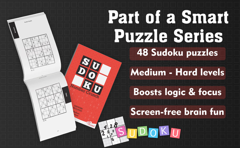 Sudoku Number Crunch – Medium to Hard Sudoku Puzzles with Answers for Brain Training (Age 12+ Years)