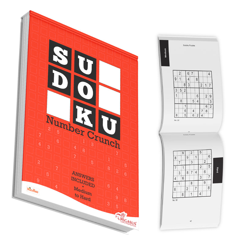 Sudoku Number Crunch – Medium to Hard Sudoku Puzzles with Answers for Brain Training (Age 12+ Years)