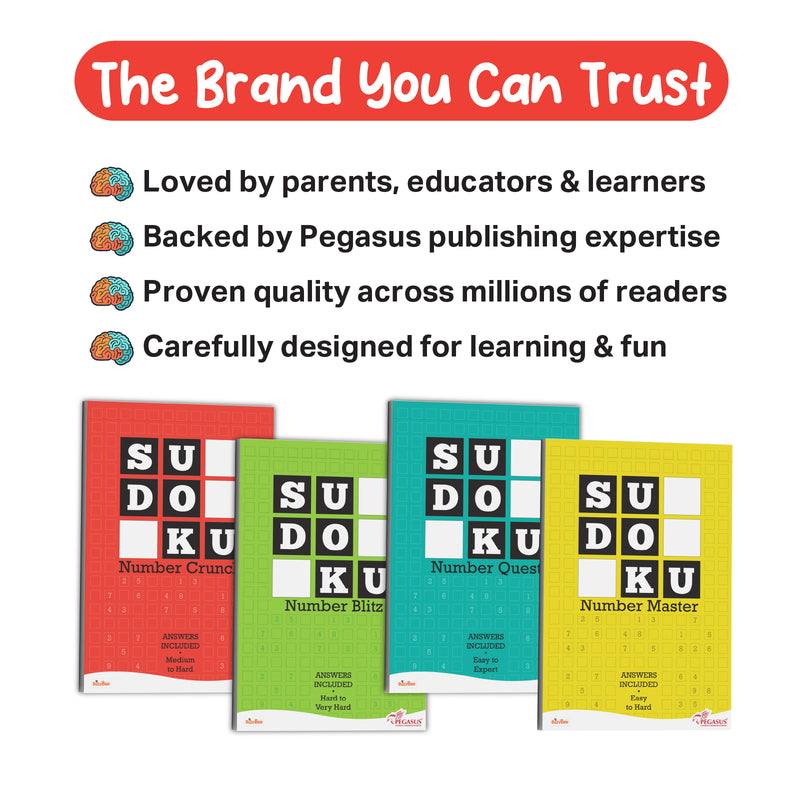 Sudoku Number Crunch – Medium to Hard Sudoku Puzzles with Answers for Brain Training (Age 12+ Years)